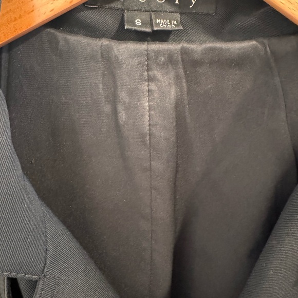 Theory Black Double-Breasted Trench Coat with Leather Details - Picture 6 of 8